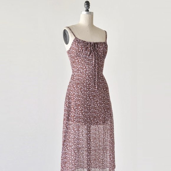 Floral Brown Midi Dress - Picture 4 of 8